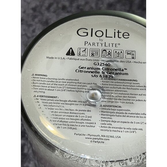 PARTYLITE Glo-Lite Jar Geranium Citronella Candle New in Box P2E/G26560 - Picture 9 of 9